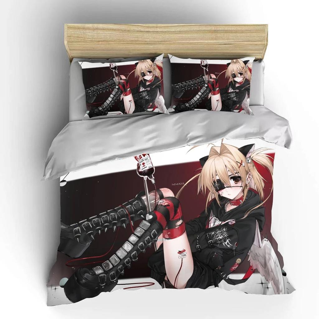 Japanisches 3D Anime Moe Doppelbett Bettbezug Bett Europäische Bettwäschesets Heimtextilien Luxus Kissenbezüge Schlafzimmer Bettwäschesets A