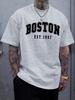 Summer Unisexs 100 Pure Cotton Casual Fashionable Loose Boston EST 1997 Printed Round Neck Short Sleeved TShirt Versatile Top