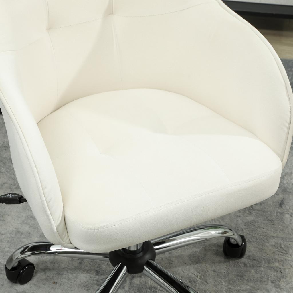 46-56 cm Velvet-feel Office Chair - Cream