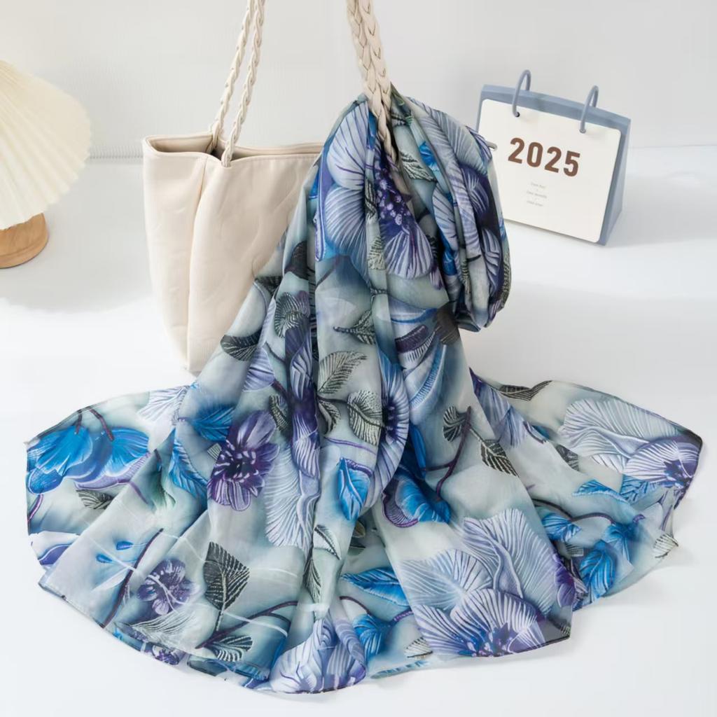 New Silk Scarf Female Fashion Beach Pashmina Bufanda Folral Women Shawl Wraps Bandana Ladies Scarves Large Foulard big Echarpe