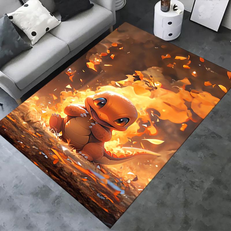 Office Carpet: Charmander Themed Sofa Rug for Under Chairs, Protection Mat Cute Pokémon Deco