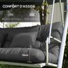 Set of 4 Outdoor Cushions for Garden Swing, 1 Seat Cushion Back Cushions and 2 Pillows