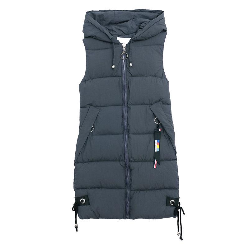 Autunno Inverno Donna Lungo Parka Gilet Caldo Cappuccio Piumino Parka Donna Senza Maniche Gilet Giacca Outwear