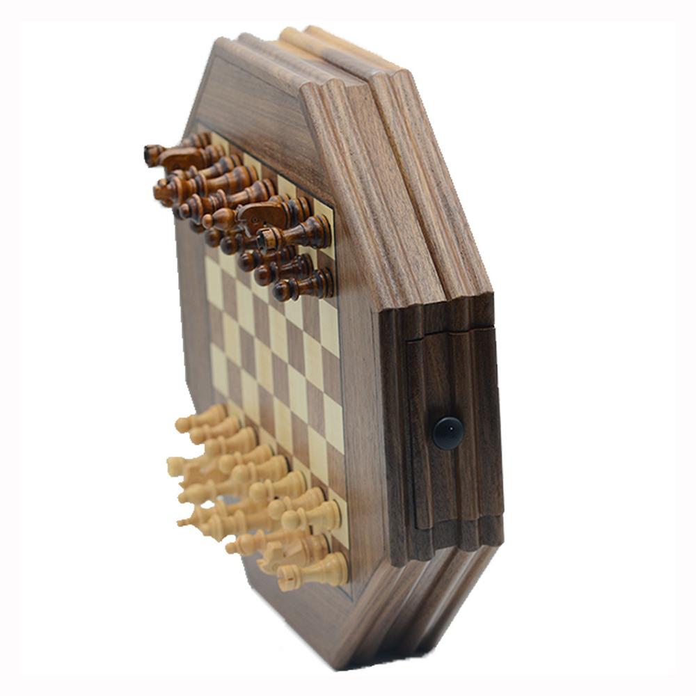 Octagonal Wooden Chess Set Luxury Professional Board Games For Children Handmade Magnetic Chess Pieces Family Decoration Gifts