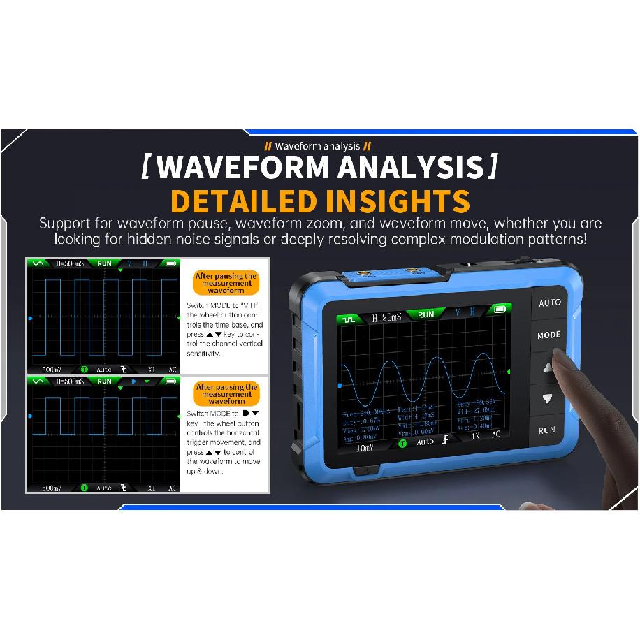 FNIRSI DSO510 New 10MHz Handheld Digital Oscilloscope 2 In 1 Signal Generator 48MS/s Sampling Rate Electronics Reparie Tools