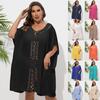 Vestido Saia Pareô Crochê Patchwork Floral Solto Praia Bikini Plus Size Feminino