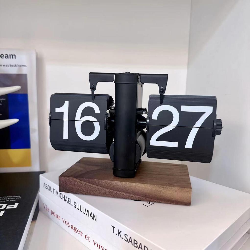 Creative Retro Flip Clock - Modern Simple Design, Ingenious Single-Leg Balance for Living Room Decor