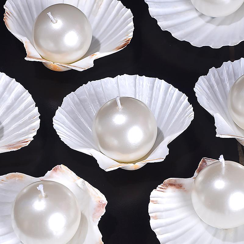1PC With Shell Tray Dinner Aromatherapy Candles Luxury White Party Pearl Scented Candle Background Props Smokeless Romantic