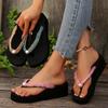Fashion Fashion Pearl Platform Flip Flops for Women Summer Fabric High Heel Wedge Slippers Woman Vacation Comfort Non Slip Slides Female