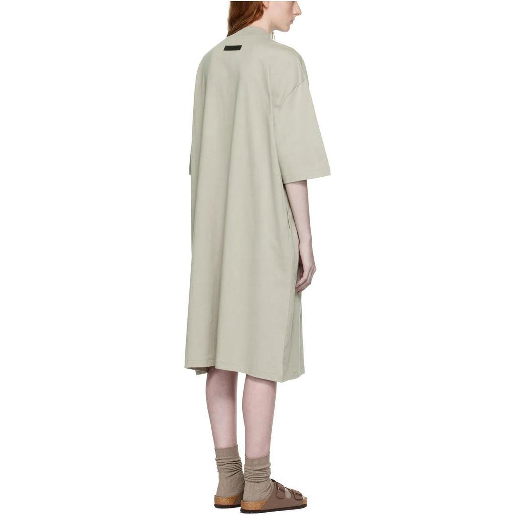 Fear Of God Essentials FW22 Gray Short Sleeve Midi Dress Smoke Letter Print Women dress FOG-FW22-062