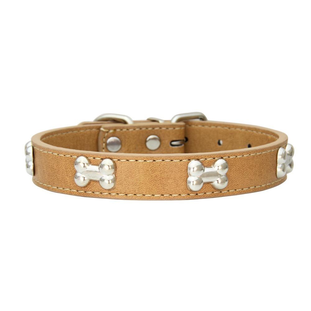 Leather Dog Collar Dog Choker Puppy Neck Small Dog Collar Cat Accessories Bone Leather Durable Pet Collars GXQ13