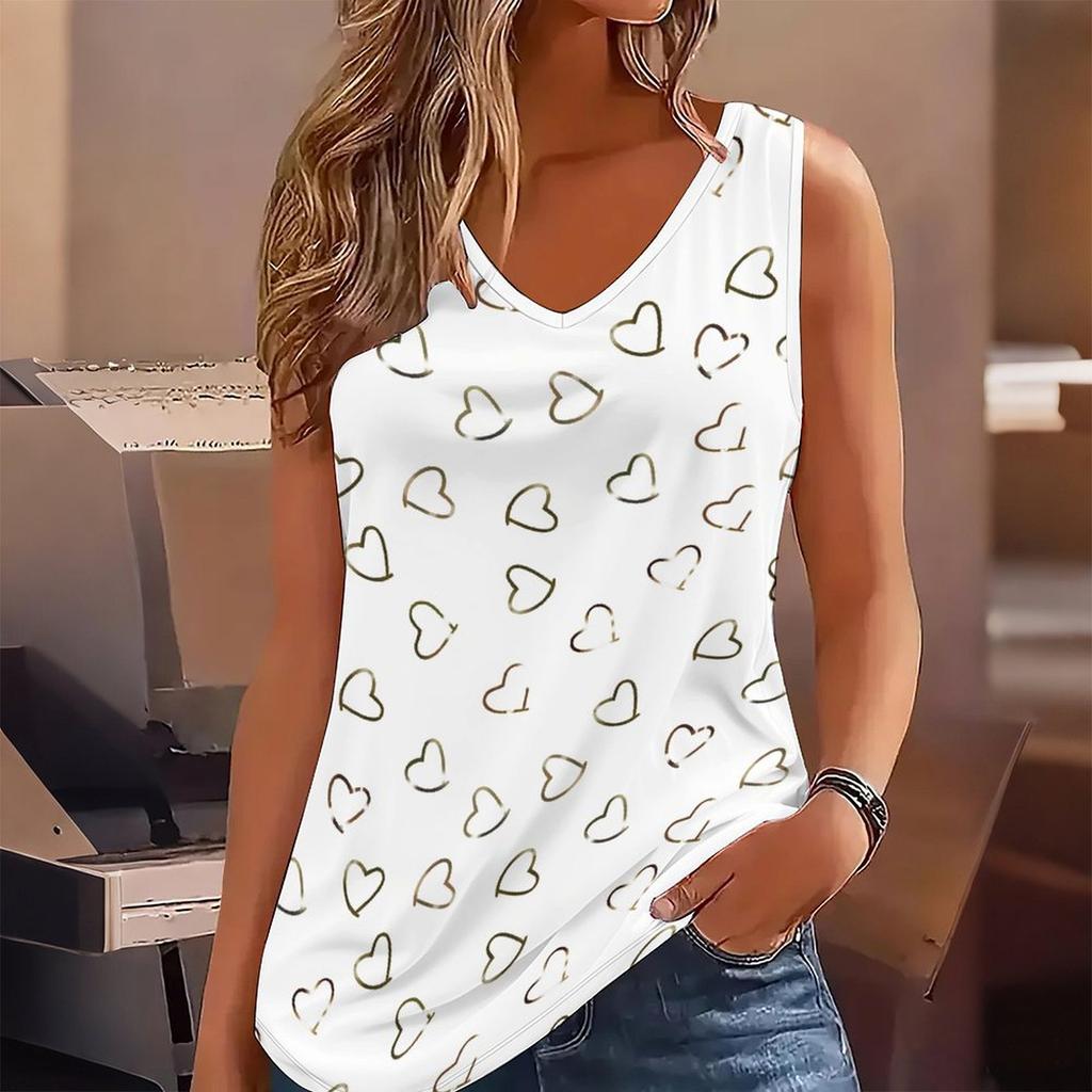 3D Heart Symbol Print Tank Tops for Women Workout Yoga Gym Printed Summer Sport Shirts Plus Size Vests