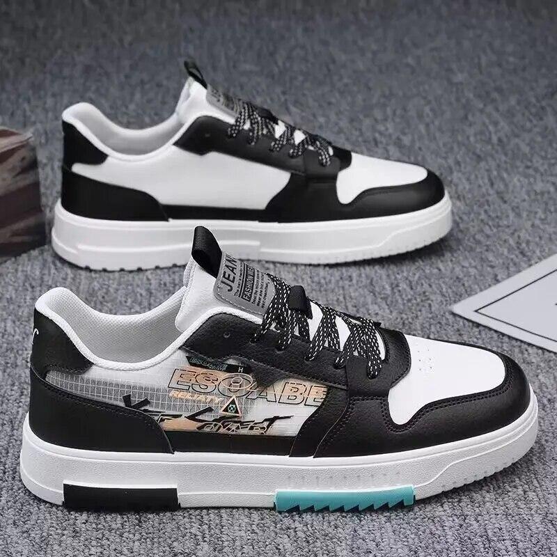 Hot Sale PU Leather Men Casual Sneakers Lace Up Fashion Flat Spring Autumn Breathable Comfortable High Quality Outdoor Footwear