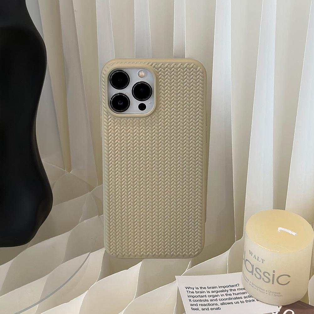 Skin Texture Woven Pattern for Iphone15 for Apple 16 Mobile Phone Case 14pro High-end 11 Retro X Solid Color 13 Soft