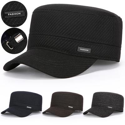 Autumn Winter Middle-Aged and Elderly Wool Flat Cap Men Thick Warm Ear Protection Cap