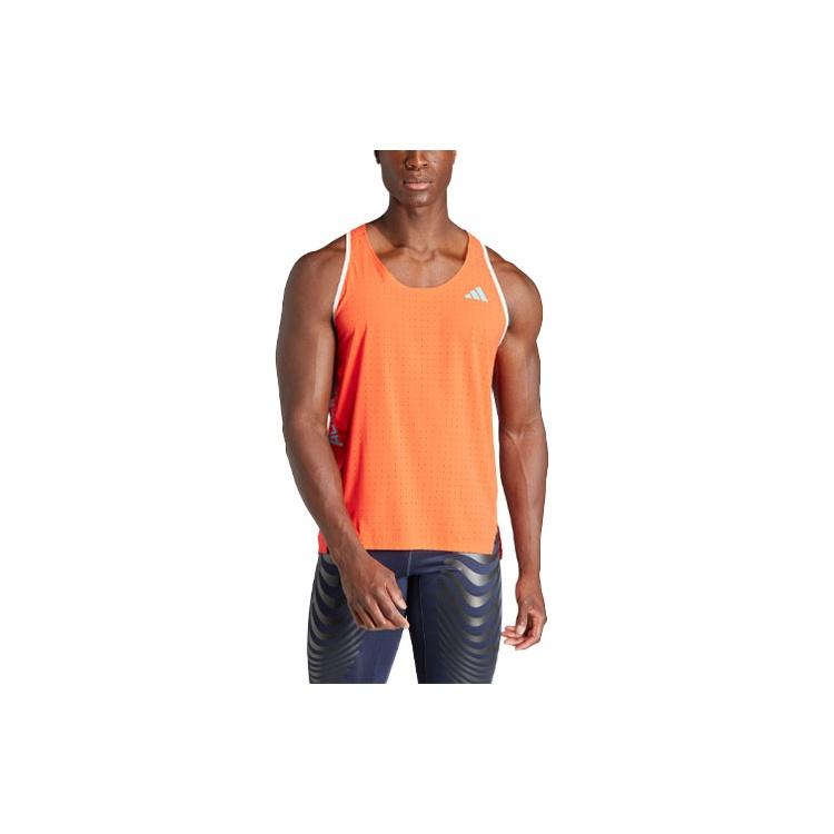 adidas Adizero Running Singlet Logo Bright Orange Men s IQ4926 XXL