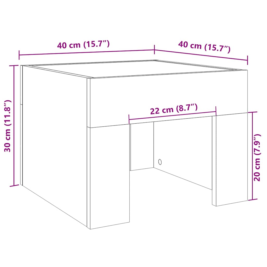 Infinity LED Coffee Table in Sonoma Oak 40 x 40 x 30 cm
