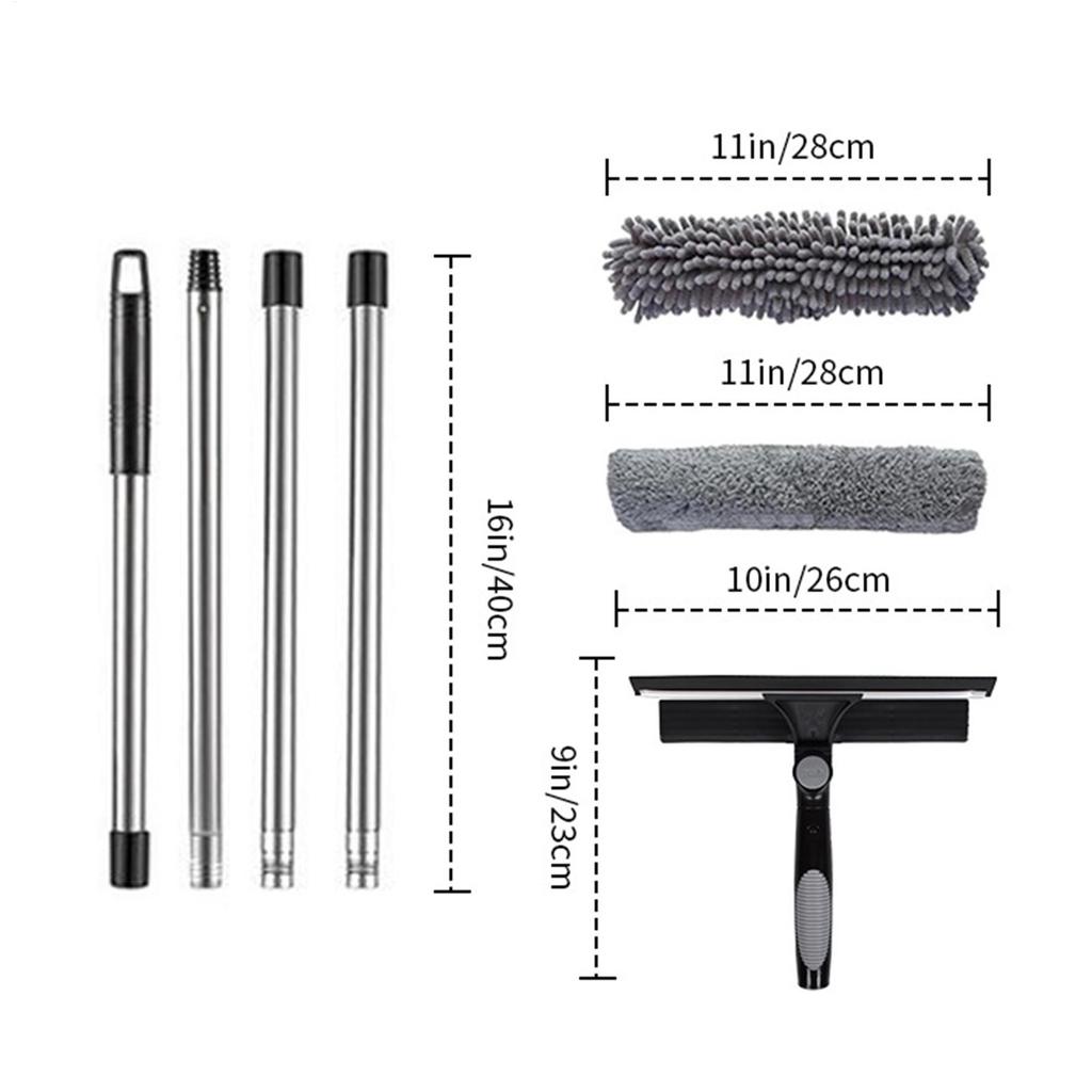 Extended Duster Long Handle Duster Window Squeegee Cobweb Remover Cleaning Tool For Outdoor Glass Furniture Home Roof Indoor