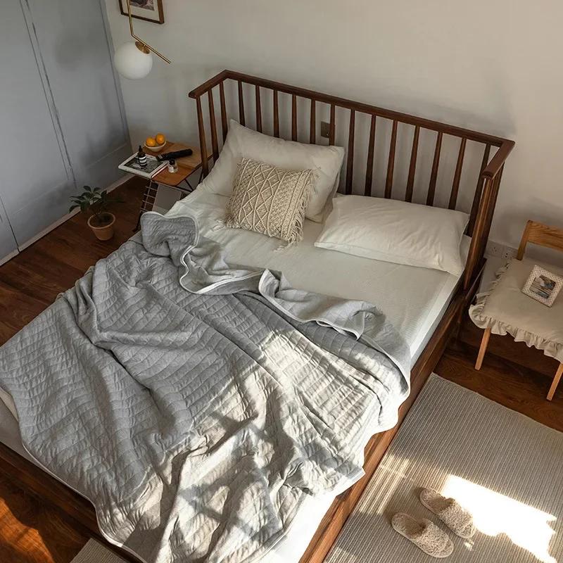 Stripes 100% Cotton Summer Blanket For Bed Soft Skin Friendly Queen Quilt For Summer Air Conditioner Thin Comforter Breathable