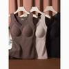 Autumn and Winter Graphene Thermal Vest for Women with Chest Pads, Winter Bra-Free Design, German Velvet Brushed Surface, Fixed Cup, No Steel Ring
