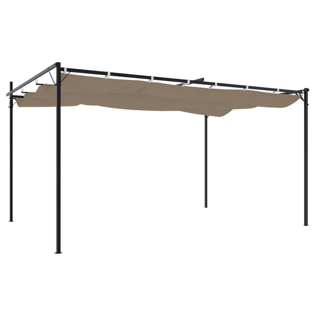 Pergola with Sliding Roof Taupe 395x292x230 Cm