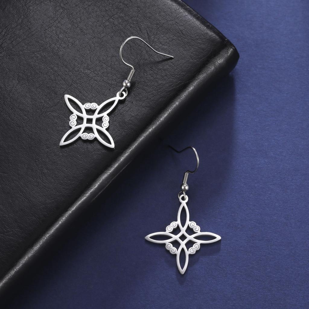 Skyrim Amulet Witch Knot Earring for Women Stainless Steel Witchcraft Drop Earrings Supernatural Wiccan Jewelry Christmas Gift