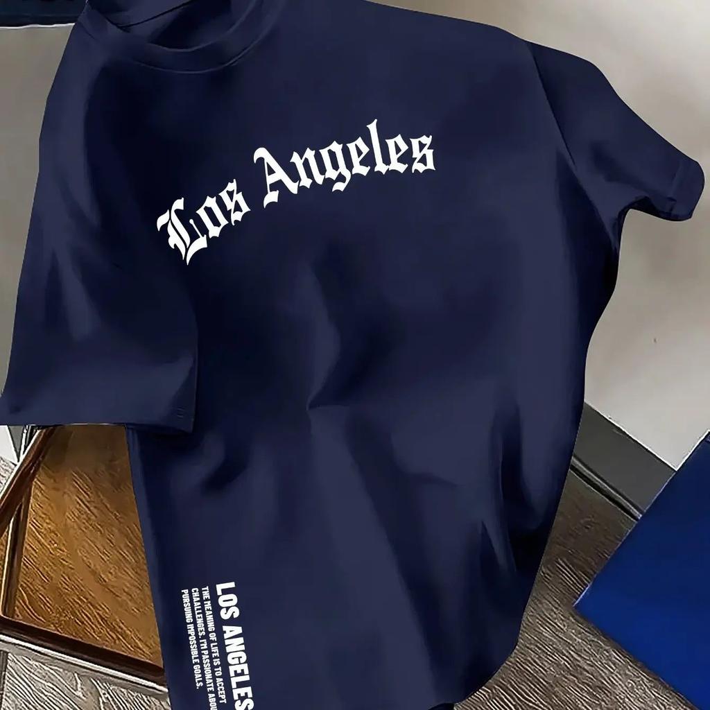 Summer Fashion Los Angeles Letter Printed Loose Large Casual Comfortable Round Neck Short Sleeve T-shirt Top Unisex
