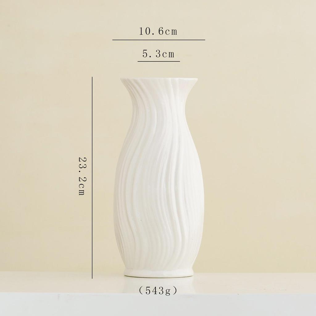 Vaso di Lusso in Ceramica Bianca Nordica per Fiori Secchi e Freschi, Ornamento Decorativo Creativo per Scrivania del Soggiorno.