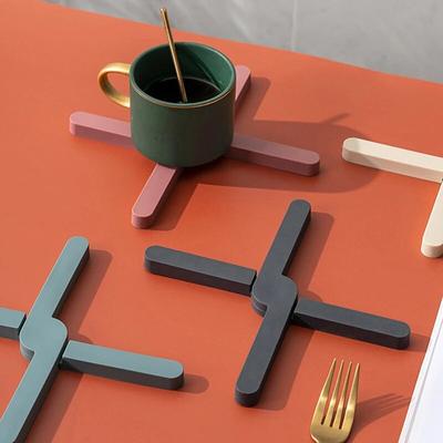 Almofada de silicone antiderrapante, tripés dobráveis, suporte de panela, jogo americano, prato, descanso para copos, resistente ao calor