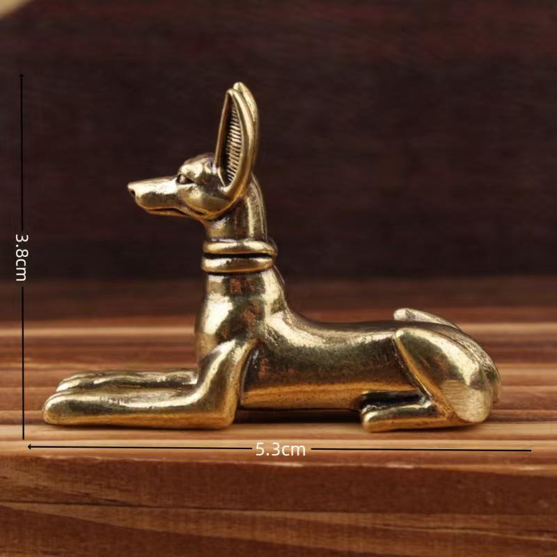 Copper Desk Ornaments German Shepherd Dog Miniatures Figurines Handmade Retro Brass Animal Statue Home Decorations Accessories