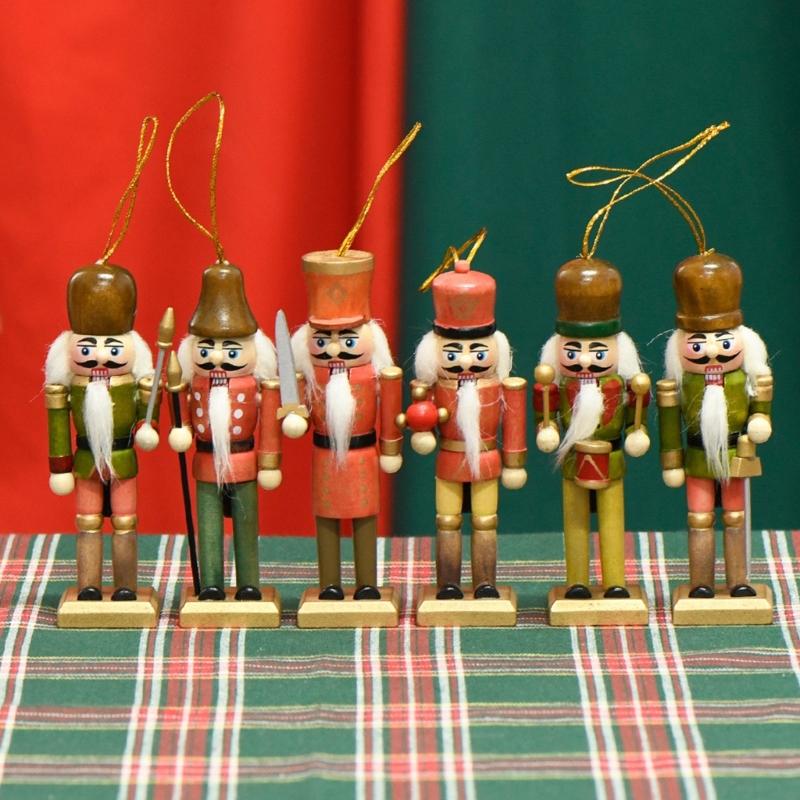 Wood Nutcrackers Figures Decors Handmade Wood Nutcrackers Sculpture Ornament Portable Holiday Decorations