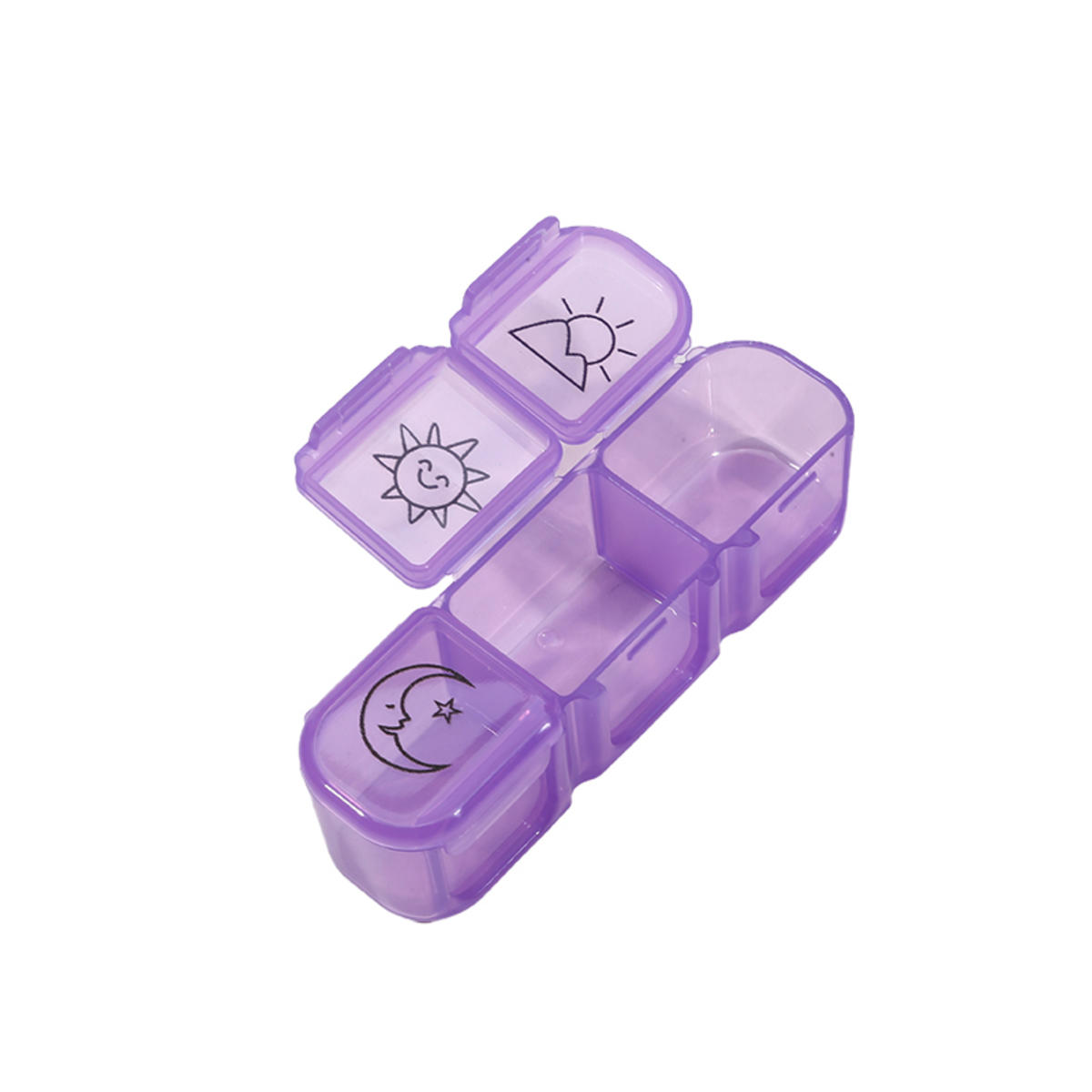 

Портативный органайзер для путешествий с тремя сетками, утренний и ночной держатель для рыбьего жира, контейнер для хранения, разноцветный раздельный контейнер фиолетовый