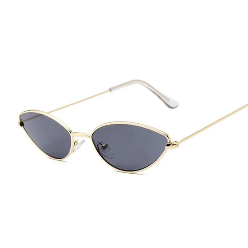 New Brand Designer Small Red Cat Eye Style Sunglasses Woman Vintage Metal Glasses For Female Ocean Mirror Sol