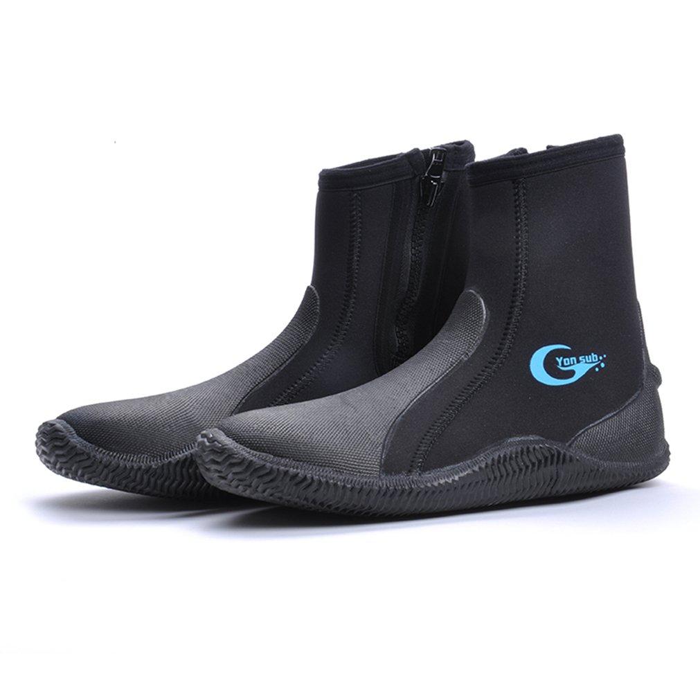 MORGEN SKY Diving Boots, 5mm, Neoprene, for Reef, Mountain Stream, and Fishing, YZ001 (Black, Size 12)