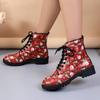 European and American Halloween Short Boots 2024 Autumn and Winter New British Workwear Cartoon Printed Plus Size Women's Boots
