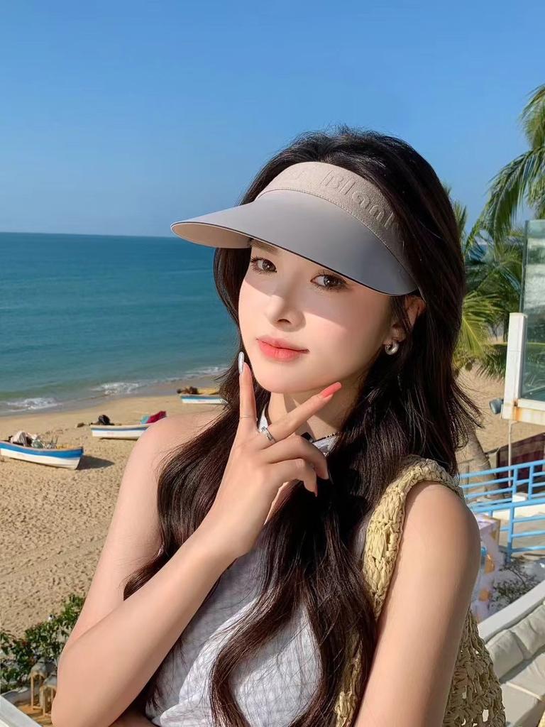 Summer New Seamless One-piece Ice Silk Empty Top Hat Korean Version Fashionable and Beautiful Youth Sports Topless Sun Hat