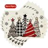 11.81*17.72inch Buffalo Check Pattern Polka Dot Pine Tree Snowflake Christmas Placemats, of 4/6, Suitable for Kitchen Dining Table Holiday Party D