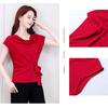 Chiffon Shirt Women's New Summer Fashiona Age Reducing French Short Sleeve Blouse Solid Color Bottoming Top