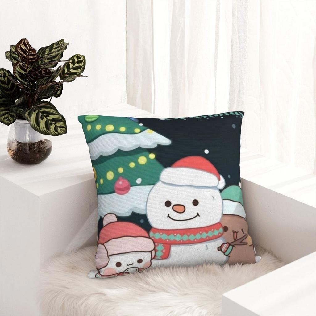 Cartoon Cute Bubu Dudu Christmas Pillowcase Printed Polyester Cushion Cover Decorative Throw Pillow Case Cover Home Square 45X45