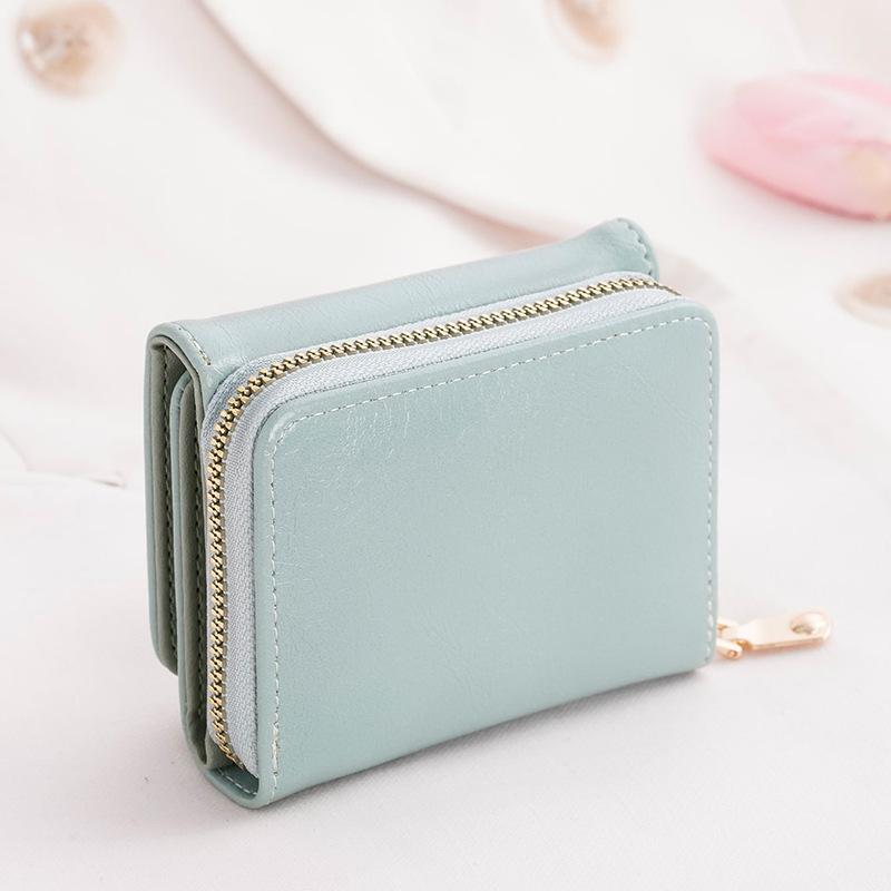Credit Card ID Card Cash Wallet Women's Wallet Small Wallet Short Wallet Card Bag Zipper Wallet Multi-layer Three-fold