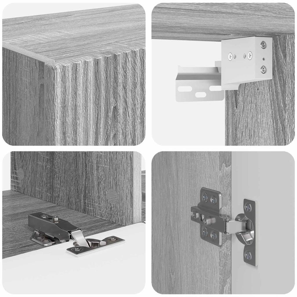TV Wall Shelf Set Wall Mounted 6 Pcs Grey Sonoma