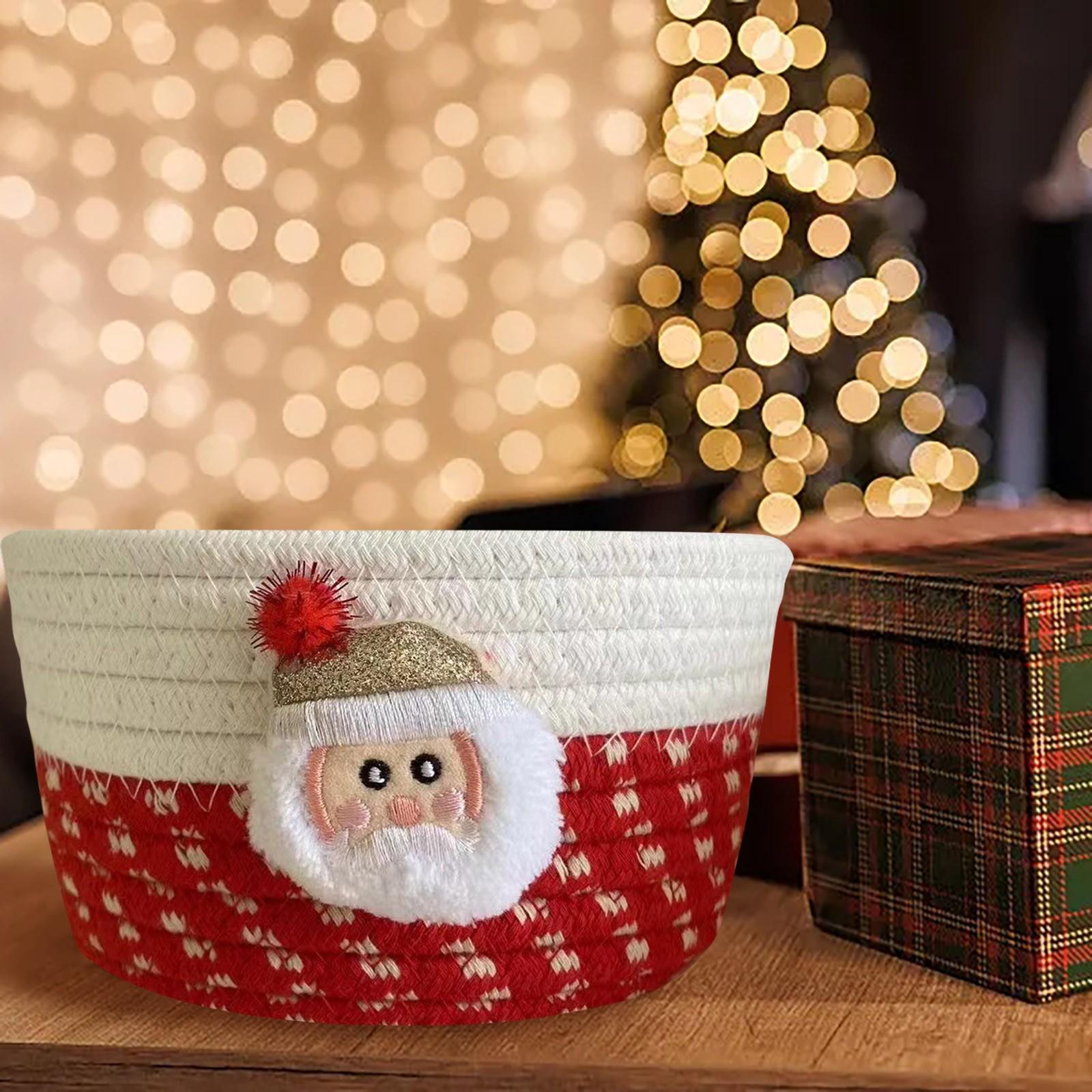 

Christmas Woven Storage Basket Christmas Present Candy Storage Baskets Santa Snowman Desktop Organizer Sundries Storage Box