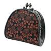 Indenya Inden Coin Purse 72H Deerskin Black with Red Lacquer Cherry Blossom and Iris Pattern 1105-21-001