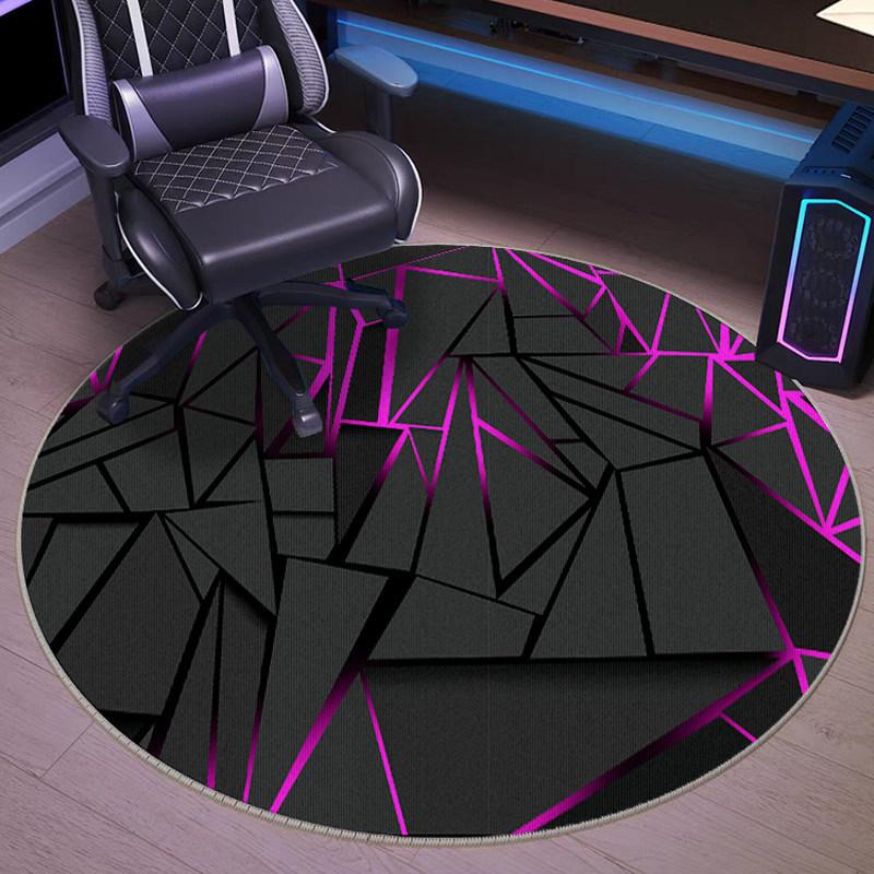 Светящийся геометрический круглый ковер с неоновой подсветкой и 3D-полигональными узорами, мягкий нескользящий ковер для игровой комнаты, гостиной 60cmx60cm