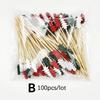 100Pcs Christmas Disposable Bamboo Skewers Food Picks Fruit Fork Christmas Party Cake Dessert Salad Sticks Toothpick Skewer