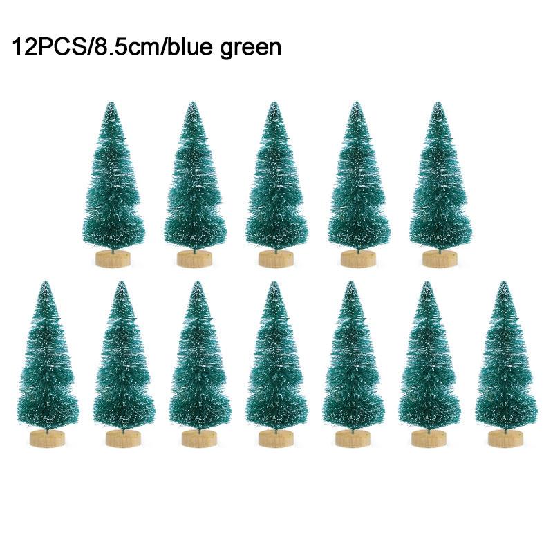 12pcs Mini Christmas Tree Pine Tree DIY Christmas Decorations For Home Table Navidad Xmas Ornaments New Year Decor Kids Gift