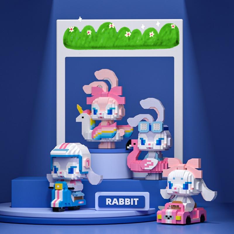 Merksem Building Blocks Micro Drill Particles Puzzle Toy For Adults Summer Cool Rabbit