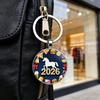 Year of Horse Keychain 2026 Zodiac Design Compact Good Luck Key Chain Pendant with Bells Metal Frame Holiday Decoration