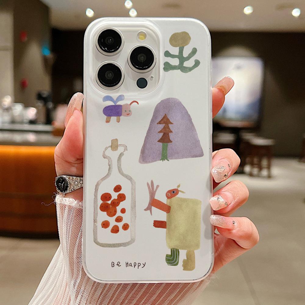 

Милый чехол для телефона с граффити для iPhone 11, чехол для iPhone 12, 13, 14, 15, 16, Pro Max, 15 Plus, 12, 13 Mini, противоударный матовый прозрачный чехол For iPhone 14 Plus