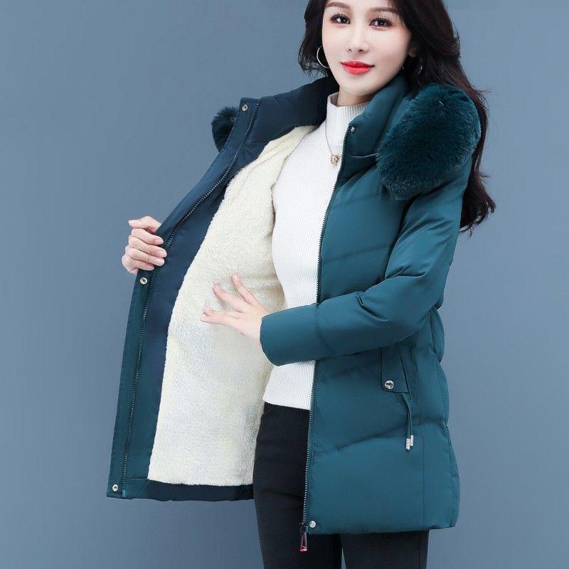 Winter Women's Down Cotton-Padded Jacket Girl Medium Long Coat Cold-Resistant And Warm Winter Clothes